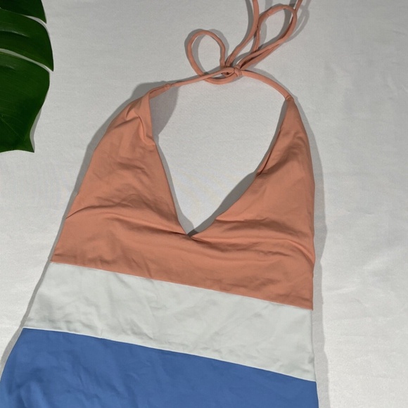 NEW‎ Tavik [ Small ] Chase Colorblock Deep V One-Piece Swimsuit in Sea Blue - Picture 5 of 12